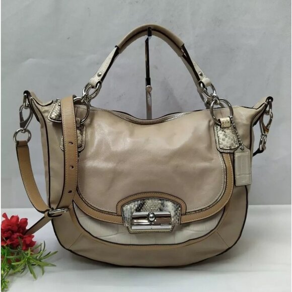 Coach Kristin Beige Leather Snakekin Detail Limited Edition Satchel Shoulder Bag - Picture 10 of 10